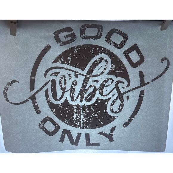 New Good Vibes Only Distressed Heat Transfer Design T-Shirt Crafts Gifts - Picture 1 of 4